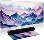 Aesthetic Desk Mat, Cute Distant Peaks Desk Pad Protector for Work & Decor, 31.5" x 11.8", Pretty Non-Slip Extended Mouse Pad for Office or Home