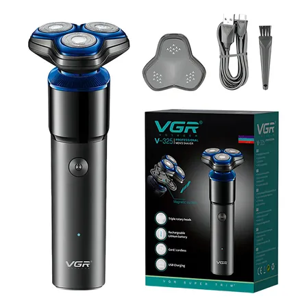 Afeitadora El&eacute;ctrica Hombre Shaver VGR V-325 Recargable Inal&aacute;mbrica Negro y azul