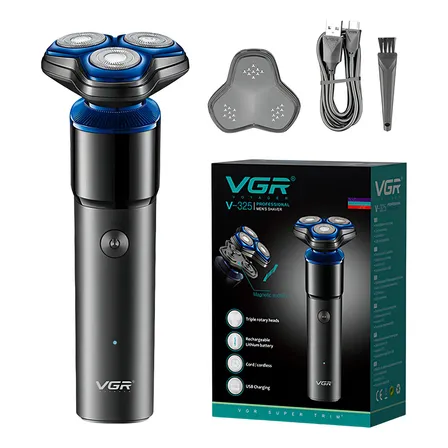 Afeitadora El&eacute;ctrica Hombre VGR V-325 Recargable Inal&aacute;mbrica Negro y azul