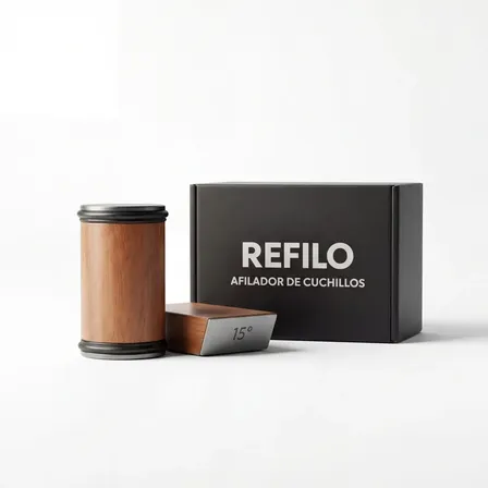 Afilador Refilo Cuchillos Manual Rodillo Profesional Marr&oacute;n