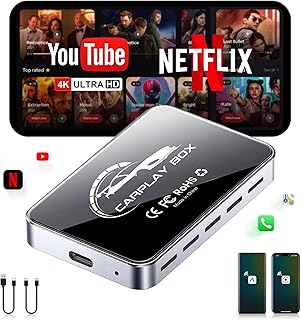 AI Box CarPlay, 3-in-1 Wireless CarPlay Adapter Android Auto OEM Wired Cars | Built-in Netflix/YouTube for Streaming, 5.8GHz WiFi, Convert Wired to Wireless, Plug & Play （4GB RAM+32GB ROM）