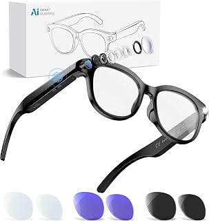 AI Smart Glasses with Camera, 4K 8MP Video Recording Glasses, 3‑Set Lenses | Video & Photo Capture, Audio Bluetooth Sunglasses, AI Assistant, Hands-Free Calls, Real-Time Translation, Object Recognition
