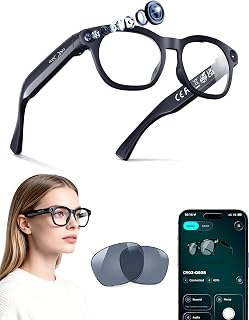 AI Smart Glasses with Camera for Travel/Meetings/Vlog | 4K HD Video & Photo, Bluetooth Glasses, ChatGPT Voice Real-Time Translation, Open-Ear Audio, IP65 Waterproof Camera Glasses