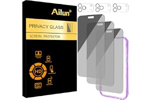 Ailun Privacy Screen Protector+Camera Lens Protector for iPhone 18 Pro Max | 3+3 Pack, 6.9 inch, Tempered Glass, Installation Frame, Dynamic Island Compatible, Anti Spy Private