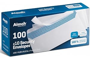 Aimoh #10 Security Mailing Envelopes Letter Size, Self Seal, 100 Count | No Window, EnveGuard Security Tint, White, 4⅛ x 9½ in, 24 lb paper