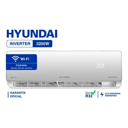 Aire Acondicionado Split Hyundai Inverter Wi-Fi Fr&iacute;o/Calor 2752 Frigor&iacute;as / 3200W HY11INV-3200FCW (Control por App)