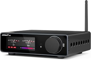 AIYIMA A80 Bluetooth Stereo Amplifier DAC HiFi Home Audio Component TPA3255 with PFFB,2 Channel Hi-Res Class D Power Amp | PC-USB COA Opt Inputs,Digital VU Meter | Pre-Out | TRS Balanced Input |Tone