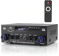 AK52 Home 2.1 Channel Bluetooth 5.0 Stereo Receiver Amplifier, Home 400Wx2+300W Subwoofer Out, FM Radio, USB/SD/AUX, MIC Echo, Remote for Passive Speakers
