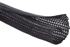 Alex Tech 10ft - 1/2 inch Cord Protector Wire Loom Tubing Cable Sleeve Split Sleeving For USB Cable Power Cord Audio Video Cable &ndash; Protect Cat From Chewing - Black