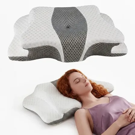 Almohada Viscoelastica Inteligente Cervical Ortopedica Color Blanco Y Gris Raitot