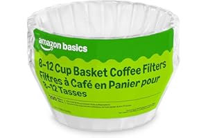 Amazon Basics Basket Coffee Filters for 8-12 Cup Coffee Makers, White, 200 Count, Packaging May Vary