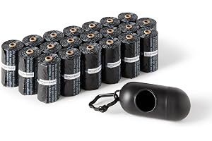 Amazon Basics Dog Poop Leak Proof Bags with Dispenser and Leash Clip, Unscented, 13" x 9" Large Size, 300 Count