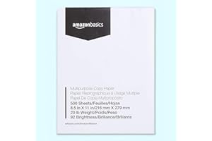 Amazon Basics Multipurpose Copy Printer Paper, 8.5 x 11 Inches, 20 lb, 92 Bright, White, 1 Ream (500 Sheets), Jam-Free