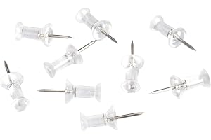Amazon Basics Push Pins Tacks, Steel Point, Clear Plastic Head, for Cork Board, Bulletin Board, Maps, Photos, Posters, and Craft Projects, 200-Pack