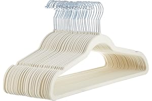 Amazon Basics Slim Velvet Non-Slip Space Saving Suit Clothes Hangers, Closet Organizer, Black, 50-Pack