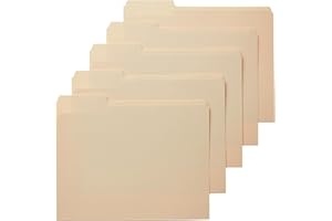 Amazon Basics Sturdy File Folders with Reinforced Tabs for Filing and Organization, 1/3-Cut Tab, Assorted Positions, Letter Size, 8.5x11 inches, Manila, 100-Pack