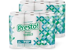 Amazon Brand - Presto! Ultra-Strong Premium Paper Towels, 158 Sheet Huge Roll - Flex-a-Size, 12 Rolls (2 Packs of 6), Equivalent to 38 Regular Rolls, White