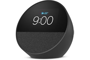 Amazon Echo Spot (newest model), Great for nightstands, offices and kitchens, Smart alarm clock, Designed for Alexa+, Black