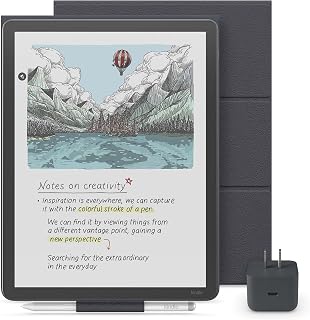 Amazon Kindle Scribe Essentials Bundle - Amazon Kindle Scribe Colorsoft (64GB) - Graphite, Premium Pen, Premium Leather Executive Folio Cover-Caramel,Power Adapter