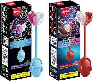 AMOS Audio Music Lollipop Sugar Free, Singing Lollipops watermelon & Blueberry Combo 2 Pack