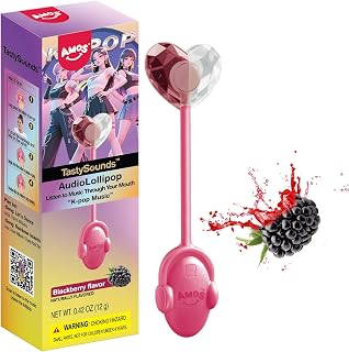 Amos Music Lollipop Candy, Audio Singing Lollipop with Korean Music, Individually Wrapped Wild Berry Flavor (1 Pack) | Unique Mother's Day & Holiday Gift for Music Lovers