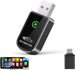 Amzfeel Wireless Carplay Adapter for Apple iPhone, Mini Bluetooth Dongle Convert Factory Wired to Wireless Car Play Plug & Play Auto Connect, Low Latency, Radar for iOS 10+ & Cars 2015+ (Mirror Gray)