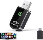 Amzfeel Wireless Carplay Adapter for iPhone, Mini Bluetooth Dongle Convert Factory Wired to Wireless Apple Car Play Plug & Play, Low Latency, GPS for iOS 10+ & Cars 2015+ (Brushed Glossy Grey)