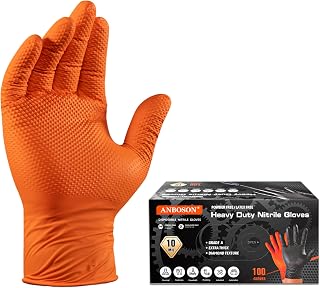 ANBOSON 10 Mil Heavy Duty Diamond Texture Nitrile Gloves, X-Large, 100 Ct | Heavy Duty Nitrile Gloves for Mechanics Shops, Industrial, Business & Home Use, Bulk Purchasing Options