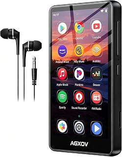 Android 14 MP3 Player with Bluetooth and WiFi, Android Spotify Music Player for Pandora, Amazon Music, Audible.16GB Memory,4" Touchscreen, Speaker, Supports Play Store,Up to 1TB