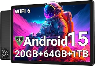 Android 15 Tablet 10 Inch, 20GB RAM 64GB ROM 1TB Expandable, Fast WiFi 6 & BT 5.4 Electronics Tablets 5-Core, HD IPS Touchscreen, 8H+ Battery, 2*Camera Tablet for Kids & Adults, Gift, Streaming, Work