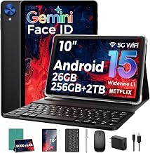 Android 15 tablet with Keyboard, 26GB+256GB, Gemini AI, 8-Core, WiFi-Green | 10 inch Tablet, 26GB+256GB+2TB Expand, 8000mAh, BT5.0, GPS, GMS, Electronics Tablets PC with keyboard/Case/Mouse/Stylus
