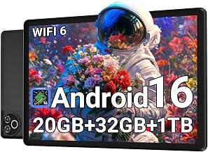 Android 16 Tablet 10 Inch, 20GB RAM 32GB ROM 1TB Expandable, Fast WiFi 6 & BT 5.4 Electronics Tablets 5-Core, HD IPS Touchscreen, 8H+ Battery, 2*Camera Tablet for Kids & Adults, Gift, Streaming, Work