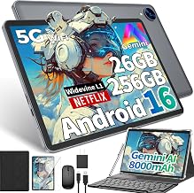 Android 16 tablet 10 inch, Tablet with 26GB+256GB+2TB Expand, Black Case | 2 in 1 Tablet with Keyboard, Gemini AI, 8-Core, 8000mAh, Widevine L1, GMS, Electronics Tablets with Case/Mouse/Stylus