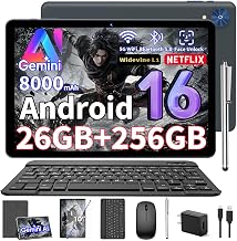 Android 16 Tablet 10 inch - Tablet with Keyboard, 26GB+256GB+2TB, Gemini AI