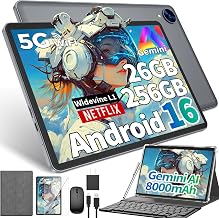 Android tablet 10 inch, Android 16 Tablet with Keyboard, 26GB+256GB+2TB Expand, 2 in 1 Tablet with Gemini AI, 8-Core, 8000mAh, Widevine L1, GMS, Electronics Tablets with Case/Mouse/Stylus-Green Case