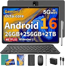 Android Tablet, 2026 Android 16 Tablet with Keyboard, 32GB+256GB, Gemini AI