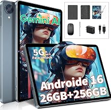 Android Tablet with Keyboard - 10 inch Android 16 Tablet with 26GB+256GB+2TB Expand, Electronic Tablet with 8-Core, Gemini AI, 5G WiFi, 8000mAh, GPS, GMS, Tablet PC with Case/Mouse/Stylus(Green Case)