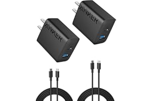 Anker iPhone Charger, 2-Pack 20W Fast USB C Charger Block, Type C Charger Fast Charging for iPhone 17/17 Pro Max/16 Series/iPad Pro and More (Black, 2 Pack & 2 Cable)