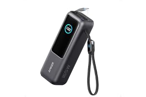 Anker Laptop Power Bank, 25,000mAh Travel Essential with 165W Total Output | 3 USB-C Ports with 100W Max Each, Built-In Retractable Cables, Flight-Ready, for iPhone 17 Series ,MacBook, and More