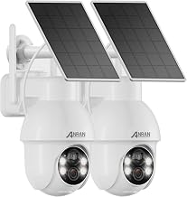 ANRAN 2K Solar Security Camera Outdoor Wireless WiFi 3MP Color Night Vision | 360&deg; PTZ Camera PIR Motion Detection 2-Way Audio Battery-Powered Fit Alexa SD/Cloud Storage Siren Alert Spotlight Alarm