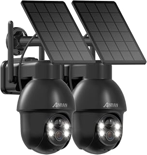 ANRAN Solar Security Camera Outdoor Wireless 360&deg; PTZ 2K Video Fit Alexa | Home Security Camera PIR Smart Color Night Vision 2-Way Audio Human Auto Tracking Solar Panel Adjustable WiFi Local/Cloud