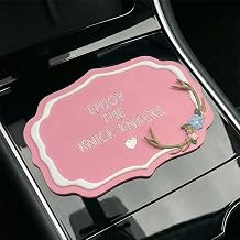 Antlers & Flowers Car Dashboard Anti-Slip Pad, Multifunctional PVC Auto Dash Gripping Mat, Universal Car Interior Sticky Pad Decoration for Phone Coin Sunglass Electronic Device (Pink)