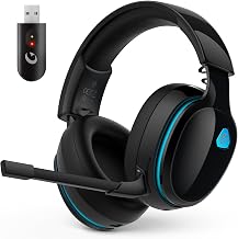 AOC 2.4GHz Wireless Gaming Headphones for PS5, PS4 Fortnite & Call of Duty/FPS Gamers, PC, Switch, Bluetooth 6.0 Gaming Headset with Noise Canceling Mic, 7.1 Virtual Surround, 45Hr Battery -Black