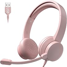 AOC USB Headset with Microphone for PC, Noise-Canceling Mic, USB-A | Noise-Canceling Mic, USB-A Plug & Play, Comfortable On-Ear Design, Ideal for Teams, Skype & Online Classes