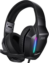 AOC Wired Gaming Headset, Headphones for Xbox Series PS5 PC Switch, Black | Surround Sound, Noise Canceling Over-Ear Gaming Mic, RGB Lights, 50mm Drivers, 3.5mm Jack