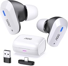 AOC Wireless Gaming Earbuds for PS5 PC Switch, 2.4GHz USB-C Dongle ACT3512 | 20ms Ultra-Low Latency, Noise Cancelling 4 Mic, 32H Playtime in-Ear Gaming earbuds, Bluetooth 5.3 Headphones