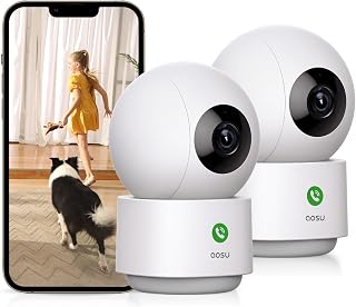 aosu 2K Security Camera Indoor, Baby Monitor Pet Camera 360-Degree for Home Security with 2.4 GHz Wi-Fi Router, One-Touch Call, Smart Motion Tracking, IR Night Vision, Compatible with Alexa