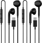 [Apple MFi Certified] USB C Headphones for iPhone 17 16 15 Pro Max 2 Pack
