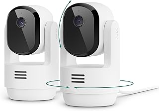 Arlo Essential Indoor Pan Tilt Zoom Security Camera 2K Wired - 2-Cam | 360&deg; pan & 180&deg; tilt; 2K pet camera; Auto motion tracking; Animal detection; Animated preview; 1-mo Secure plan incl.