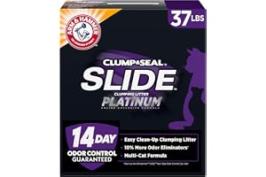 ARM & HAMMER Slide Platinum Easy Clean-Up Clumping Cat Litter, 24/7 Odor Control with Triple-Action Freshness, Non-Stick, Low Tracking & Multi-Cat Formula, Scented, 37 Lbs